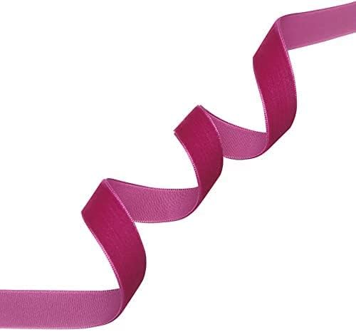 Chenkou Craft Fuschia 25 Yards 3/8" (10mm) Velvet Ribbon Lots Bulk (Fuschia, 3/8"(10mm))