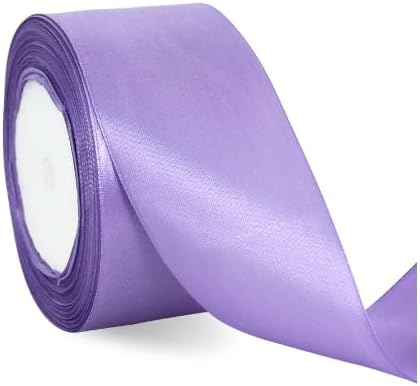 TONIFUL 2 Inch x 25 Yards Wide Light Purple Satin Ribbon Solid Fabric Ribbon for Gift Wrapping Crafts Chair Sash Eternal Flower Invitation Cards Hair Bows Sewing Party Wedding Decoration