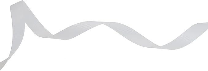 Solid Grosgrain Ribbon 25 Yard Each Roll 100% Polyester Woven Edge (1/2", White)
