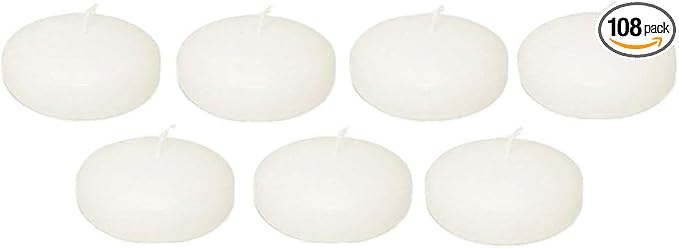 D'light Online Large Pale Ivory 3 Inch Floating Candles for Events, Centerpieces, Spa, Pool, Home Decor, Cylinder Vases and Holiday Decor - (Pale Ivory, Set of 108)