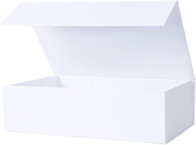 Aimyoo White Collapsible Gift Box with Magnetic Closure Lids 10.5x7x3 in, Bridesmaid Groomsman Proposal Boxes, Rectangle Storage Box 1 Pack