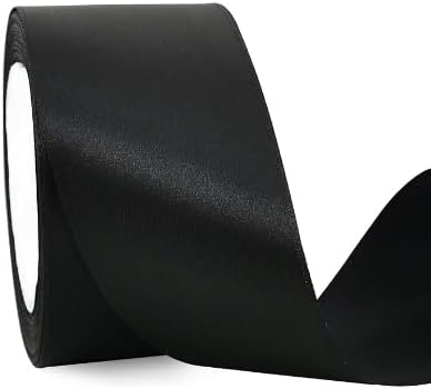 TONIFUL 2 Inch x 25 Yards Wide Black Satin Ribbon Solid Fabric Ribbons Roll for Valentine's Day Crafts Chair Sash Gift Wrapping Invitation Cards Floral Hair Bows Sewing Party Wedding Car Decoration