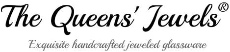THE QUEENS' JEWELS Turquoise Teardrop Cross Jeweled 4x4 Candleholder Vase - Unique Gift for Women, Birthday, Cute, Fun, Not Painted, Decorated, Bling, Bedazzled, Rhinestone