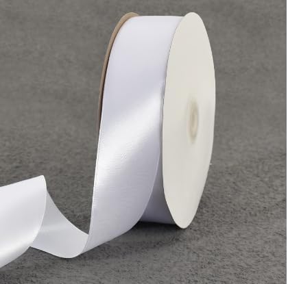 TONIFUL 100 Yards White Ribbon 1-1/2 Inch - Solid White Wide Satin Ribbon for Eternal Flower Bouquet Gift Wrapping Graduation Leis Wedding Chair Sash Valentine's Day Christmas Decorations Halloween