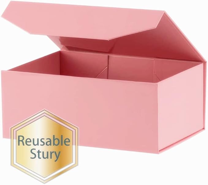5Pcs 9.5x7x4 Inches Pink Gift Box with Lids for Presents Magnetic Gift Box Small Gift Boxes for Packaging，Bridesmaid Proposal，Groomsman (Glossy Pink)