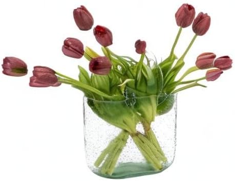 15pcs Artificial Tulips Flowers, Real Touch Latex Bouquet, Fake Tulips for Office Wedding Party Home Kitchen Garden Decoration(Deep Purple,15pcs)