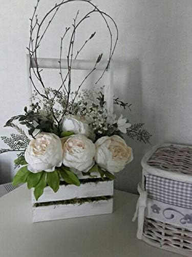 Flojery Silk Peony Bouquet Vintage Artificial Peonies Flower for Home Wedding Party Decor (1pcs, White)