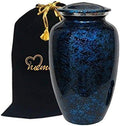 MEMORIALS 4U Custom Engraved Cremation Urn - Handcrafted Urn for Human Ashes - Affordable Urn for Ashes with Velvet Bag (Forest Blue)