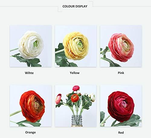 Artificial Ranunculus Flowers with Real Touch Stem, Silk Ranunculus Flowers(10 Pack) (Red)