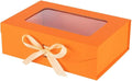 Orange Gift Box for Presents with Ribbon 10.8x7.5x3.5 Inches Clear Gift Box with Window Magnetic Closure Gift Boxes with Lids