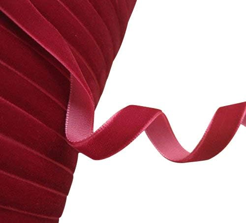 Chenkou Craft 25 Yards 3/8" Christmas Red Velvet Ribbon Total 30 Colors Assorted Lots Bulk (Red, 3/8"(10mm))