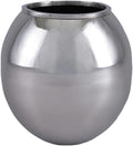 Serene Spaces Living Alerra Stainless Steel Vase, Round Modern Silver Flower Vase, Minimalist Metal Accent for Home, Office, Wedding, or Event Centerpieces, Ideal Gift, 6.5" Diameter & 6.5" Tall