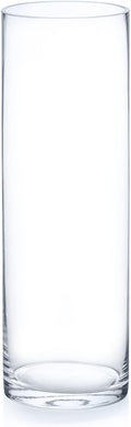 Enova Floral Cylinder Glass Vase - 4 x 12 Inches Round Large Flower Vase, Tall Pillar Candle Holder, Wedding Centerpiece (1 Piece)