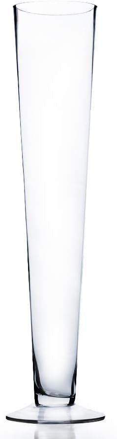 WGV Trumpet Glass Vase Bulk, Open 4", Height 20", (Multiple Sizes Choices) Clear Tall Pilsner Floral Planter Container Centerpiece, Wedding Event Home Decor, 6 Pieces (VTV0420)