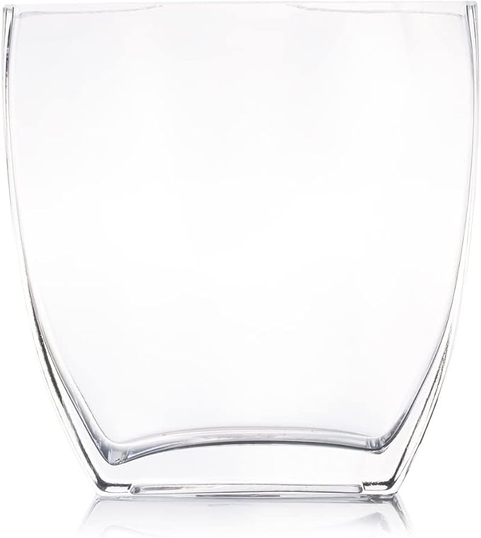 Enova Floral Clear Rectangle Glass Vases, 7x7x2.5 Inch Block Glass Vase for Flowers, Square Glass Vase for Wedding Centerpieces, Home Décor (1 Piece)