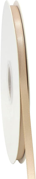 Khaki Satin Ribbon 1/4 inch - 6mm x 100yards - Double Faced Silk Fabric - Flower Boutique Gift Wrapping - DIY Crafts, Hair Headband, Wedding Decorations
