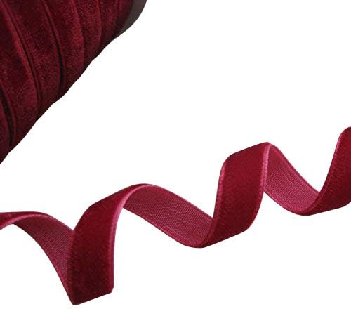 Chenkou Craft Dark Red 25 Yards 3/8" Velvet Ribbon Lots Bulk (Dark red, 3/8"(10mm))
