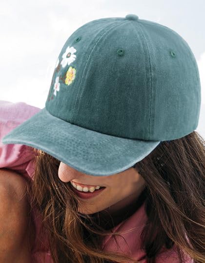 Embroidery Golden Blooms Washed Plain Baseball Cap,Retro Adjustable Dad Hats Gift for Men/Women,Unstructured