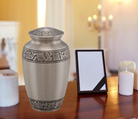 MEMORIALS 4U Custom Engraved Cremation Urn - Handcrafted Urn for Human Ashes - Affordable Urn for Ashes with Velvet Bag (Classic Pewter)