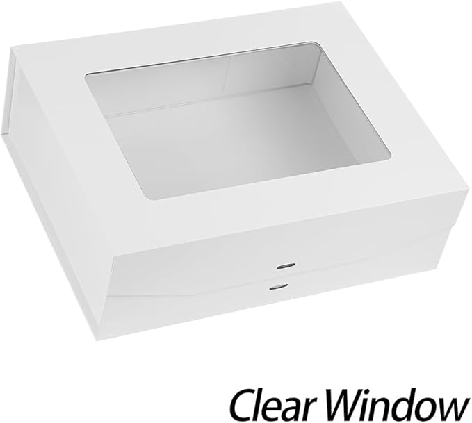 3 Pcs White Extra Large Gift Box for Presents with Ribbon 16.5x13x5.3 Inches Clear Gift Box with Window Magnetic Closure Gift Boxes with Lids
