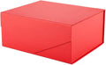 PACKHOME Christmas Gift Box 9x6.5x3.8 Inches, Rectangle Collapsible Box with Magnetic Lid for Xmas Gift Packaging (Matte Red, Grain Texture)