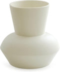 Wide Mouth Ceramic Flower Vase, Minimalist Decor for Living Room (Crème)