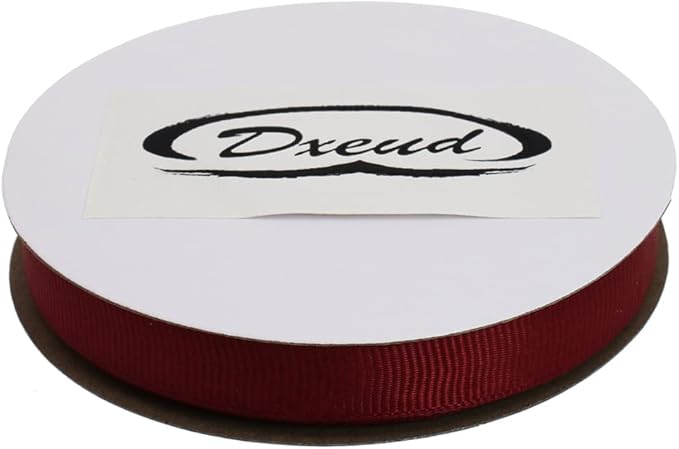 Solid Grosgrain Ribbon 25 Yard Each Roll 100% Polyester Woven Edge (1/2", Dark Red)