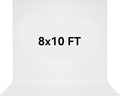 8X10 FT White Backdrop, 100% Polyester Photography Background Curtain Screen, Foldable White Screen Washable for Professional Photoshoot Portraits Party Video Studio
