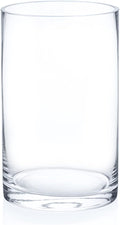 Enova Floral Clear Glass Cylinder Vase 5 x 8 Inches, Clear Flower Vases, Pillar Candle Hurricane Floating Candle Holder Vase, Glass Flower Vase for Wedding Centerpieces, Home Office décor (1 Piece)