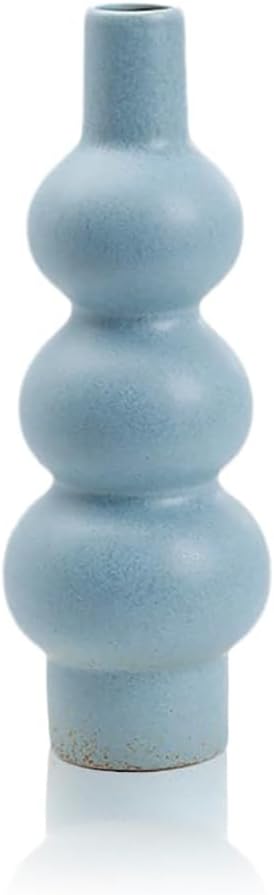 Blue Gradient Ceramic Vase - 3 Tier Gourd Shaped Modern Home Decor, Vase Minimalist Style Suitable for Modern Table & Shelf Home Decor/Living Room/Entryway/Shelf Display (Multi-Tier Design)