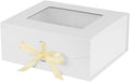 White Gift Box for Presents with Ribbon 13.2x11x5.3 Inches Clear Gift Box with Window Magnetic Closure Gift Boxes with Lids