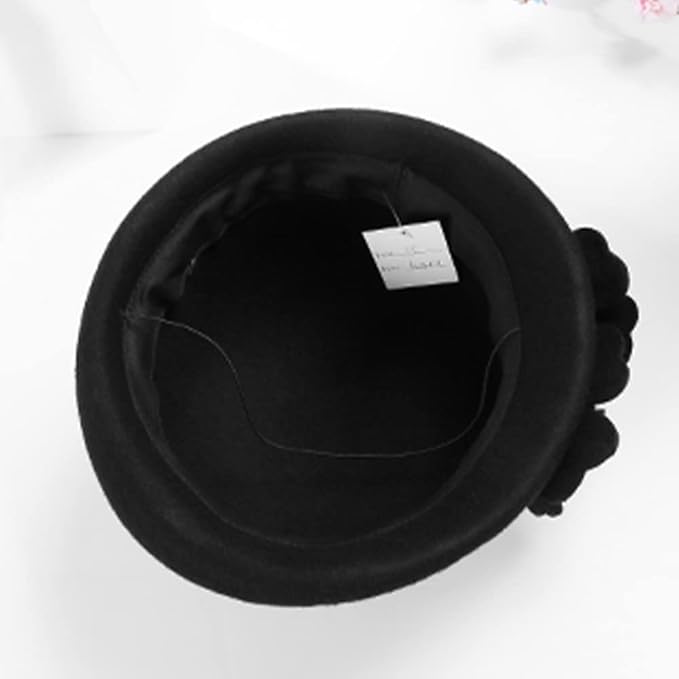 Women Wool Felt Ribbon French Fashion Vintage Millinery Beret Hats Top Cap Ladies Party Wedding Fedoras Chapeau