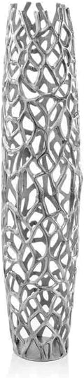 Modern Day Accents 3597 Rama Silver XL Twigs Barrel Floor Vase, Statement Piece, Tall Standing, Corner Decor 9" Lx 9" W x 40" H, House & Office Decor