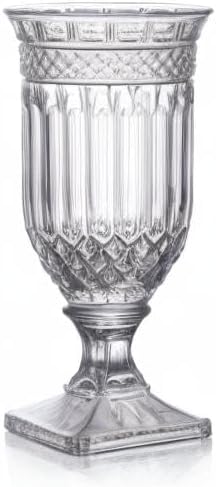 Joeyan 13" Glass Urn Vase,Tall Centerpiece with Ripple Diamond Pattern,Thickened Vase for Home, Wedding Parties