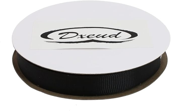 Solid Grosgrain Ribbon 25 Yard Each Roll 100% Polyester Woven Edge (1/2", Black)