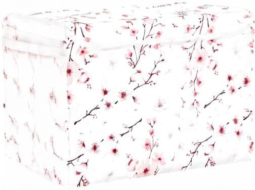 Flower Baskets Collapsible Storage Bins with Lids, Cherry Blossom Branche Storage Boxes Clothes Baskets for Organizing