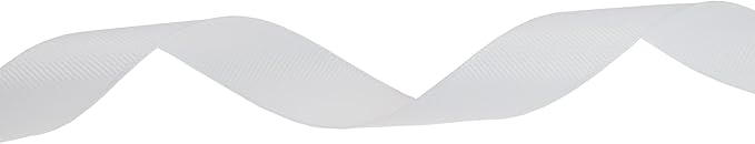 Solid Grosgrain Ribbon 25 Yard Each Roll 100% Polyester Woven Edge (1", White)