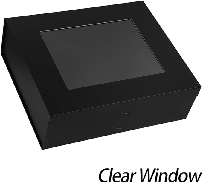 Extra Large Black Gift Box for Presents with Ribbon 19x16x6 Inches Clear Gift Box with Window Magnetic Closure Gift Boxes with Lids