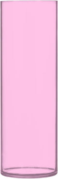 Flower Vase Clear Plastic Cylinder Vases Decor for Centerpieces Home Storage Office Weddings Pink 11.8 x 3.9 in