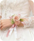 Rose Wrist Corsage Wristlet Band Bracelet Wedding Wrist Corsage Artificial Flowers Bracelet Homecoming Prom Corsages Wristlet for Women Bride Bridesmaid Wedding Prom Anniversary