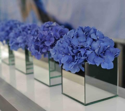 Set of 6 Mirrored Square Glass Vases 4" x4" x4", Silver Flower Vases for Centerpieces, Square Glass Cube Vase Candle Holder for Wedding, Party, Home Office Decoration