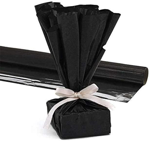 PMU Gift Wrap Mylar Roll Metallic Black 2-sided, 48 Inches X 100 Ft Roll 1.4 Mil Highly Reflective Mylar Film, Great for Gifts, Birthdays, Christmas, Baskets, Arts & Crafts