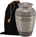 MEMORIALS 4U Custom Engraved Cremation Urn - Handcrafted Urn for Human Ashes - Affordable Urn for Ashes with Velvet Bag (Classic Pewter)