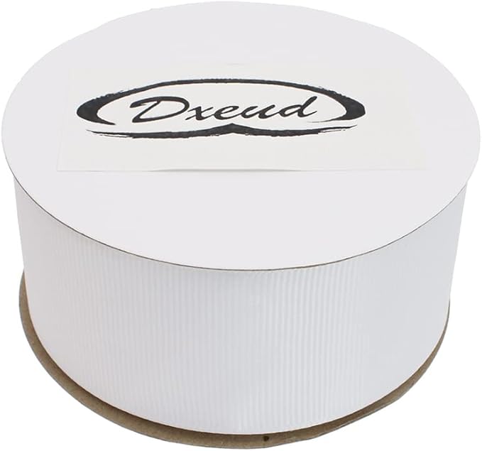 Solid Grosgrain Ribbon 25 Yard Each Roll 100% Polyester Woven Edge (1/1-2", White)