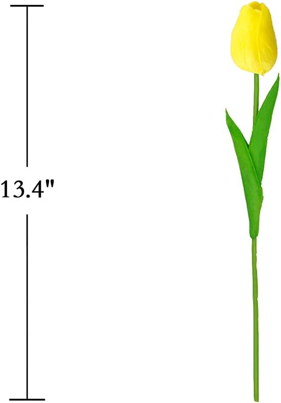 30pcs Artificial Tulips Flowers Real Touch Yellow Tulips Fake Holland PU Tulip Bouquet Latex Flowers for Wedding Party Office Home Kitchen Decoration (Yellow)