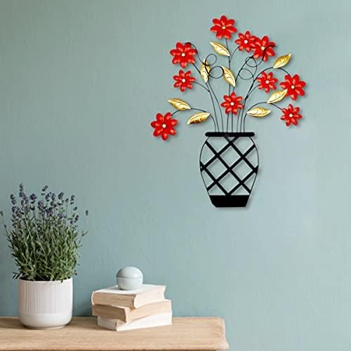 WTXRHW Metal Wall Art Metal Wall Decor Steel Decor - Wall Mount Plant Flower Pot Personalized 3D Metal Wall Decorative Vintage Hanging Art Style for Home Living Room Kitchen Bedroom (18.9 * 23.6in)