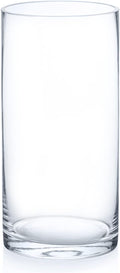Enova Floral Cylinder Glass Vase - 6 x 12 Inches Round Large Flower Vase, Tall Pillar Candle Holder for Floating Candles and Flowers, Wedding Centerpiece (1 Piece)