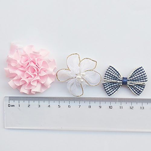 Chenkou Craft Mix Bulk 50pcs Ribbon Flowers Bows Craft Wedding Ornament Appliques A0241