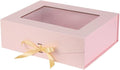 Pink Extra Large Gift Box for Presents with Ribbon 16.5x13x5.3 Inches Clear Gift Box with Window Magnetic Closure Gift Boxes with Lids