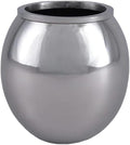 Serene Spaces Living Alerra Stainless Steel Vase, Round Modern Silver Flower Vase, Minimalist Metal Accent for Home, Office, Wedding, or Event Centerpieces, Ideal Gift, 4.5" Diameter & 4.5" Tall